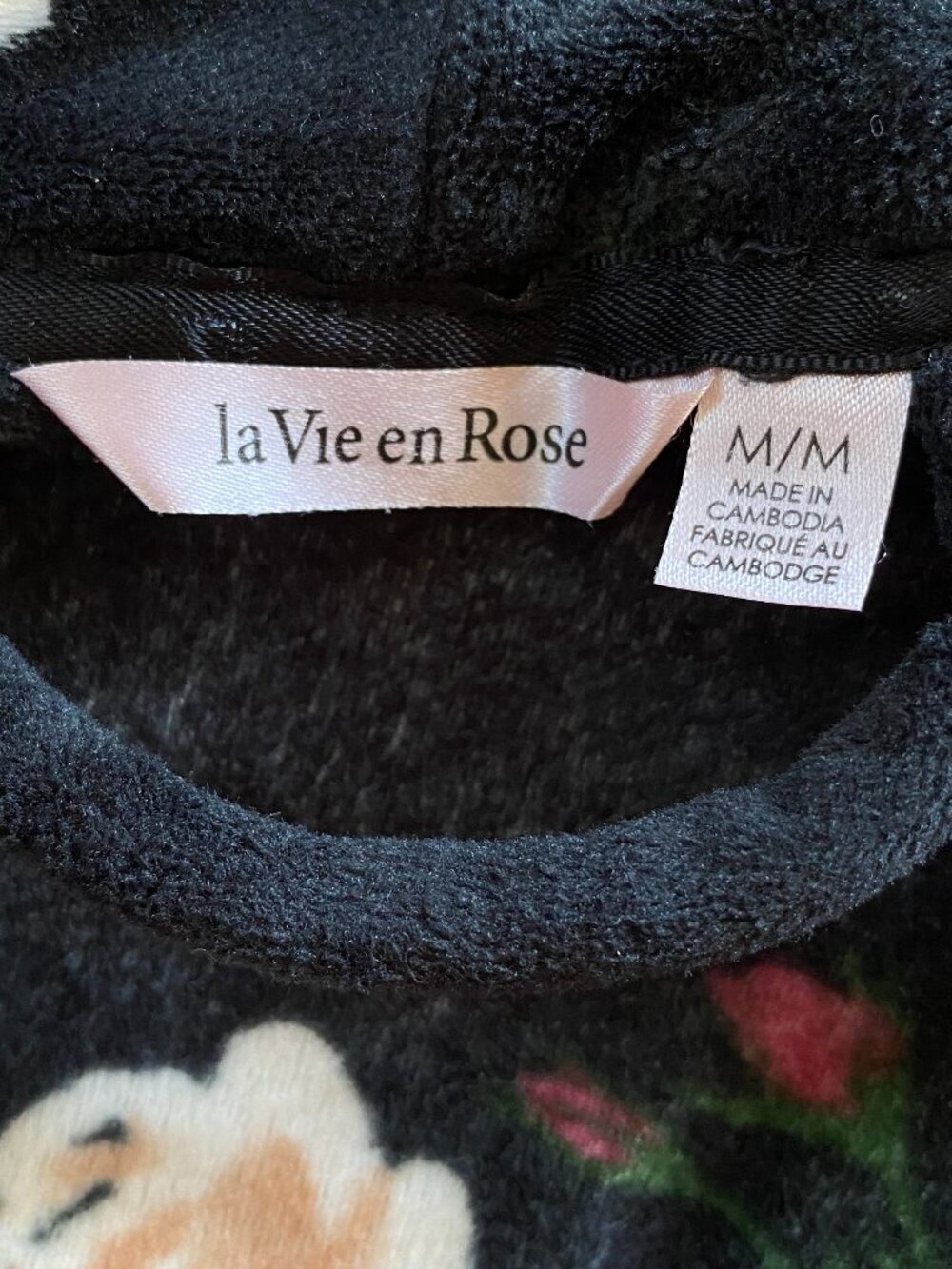 la Vie en Rose Floral Velvet Plush Wrap Robe Sz Medium - Picture 4 of 8